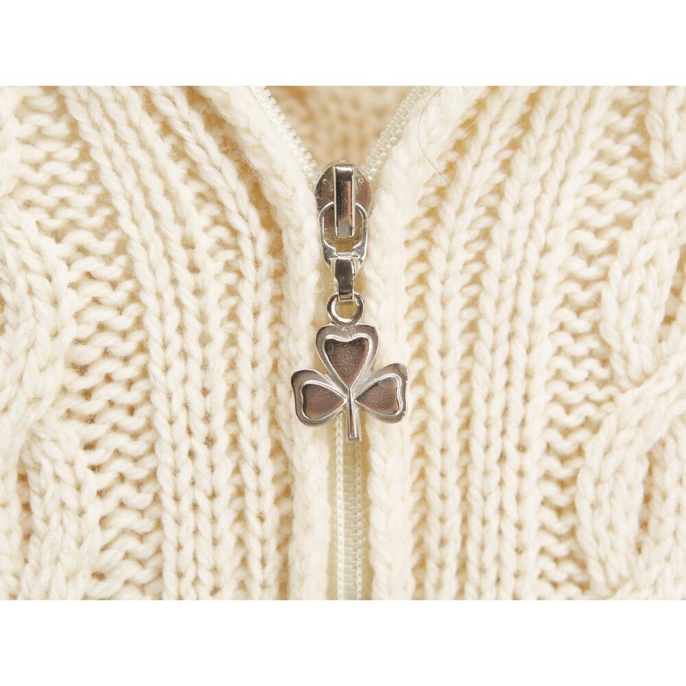 Arancrafts Unisex M Cream Cable Knit 1/4 Zip Sweater Merino Wool Ireland - Picture 4 of 10